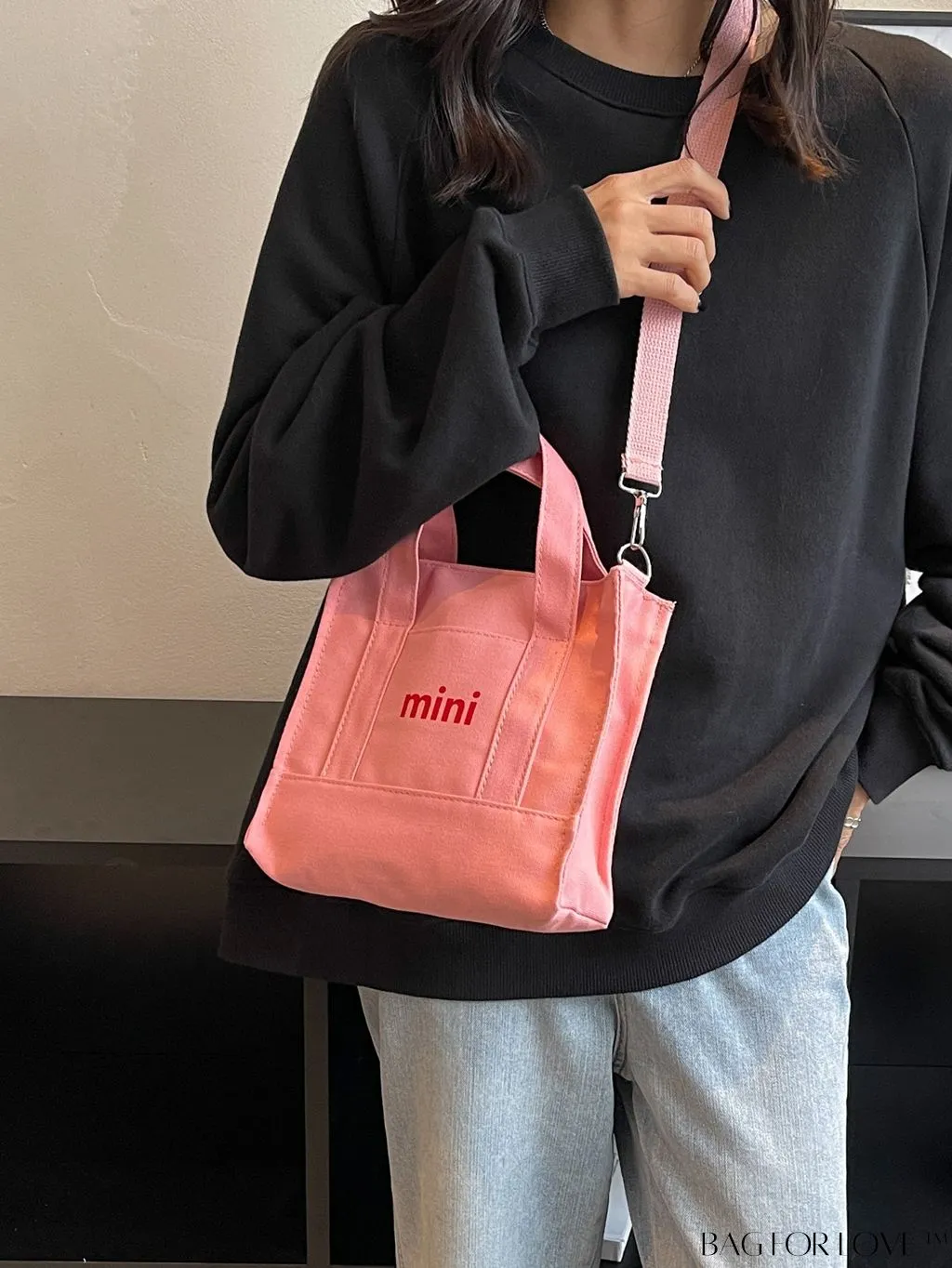 BagForLove - Contemporary Graphic Canvas Square Bag with Minimalist Letter Design