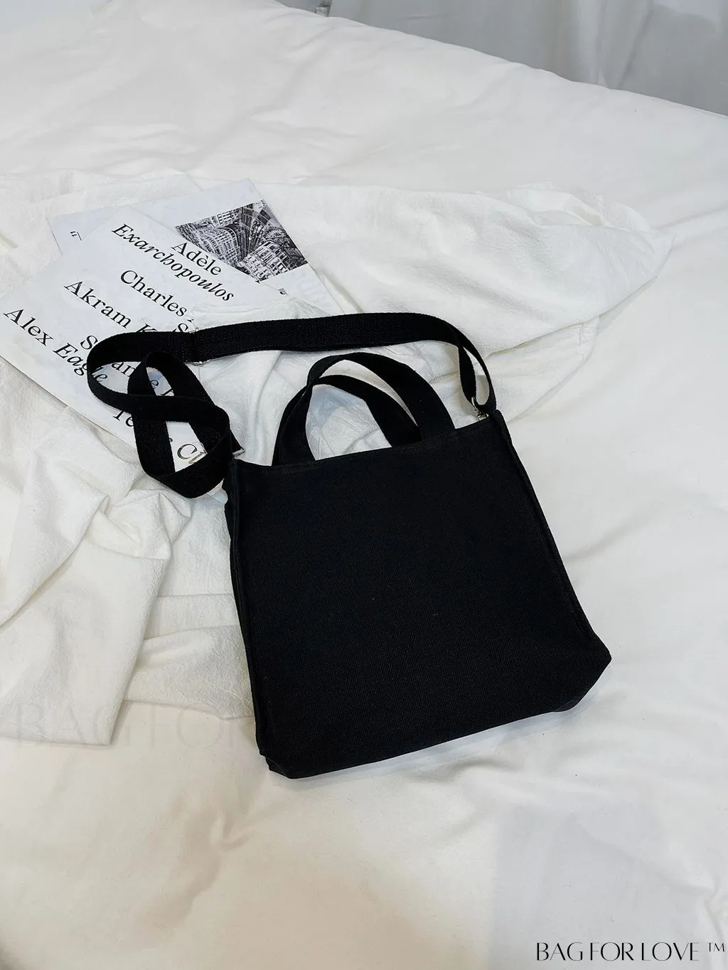 BagForLove - Contemporary Graphic Canvas Square Bag with Minimalist Letter Design