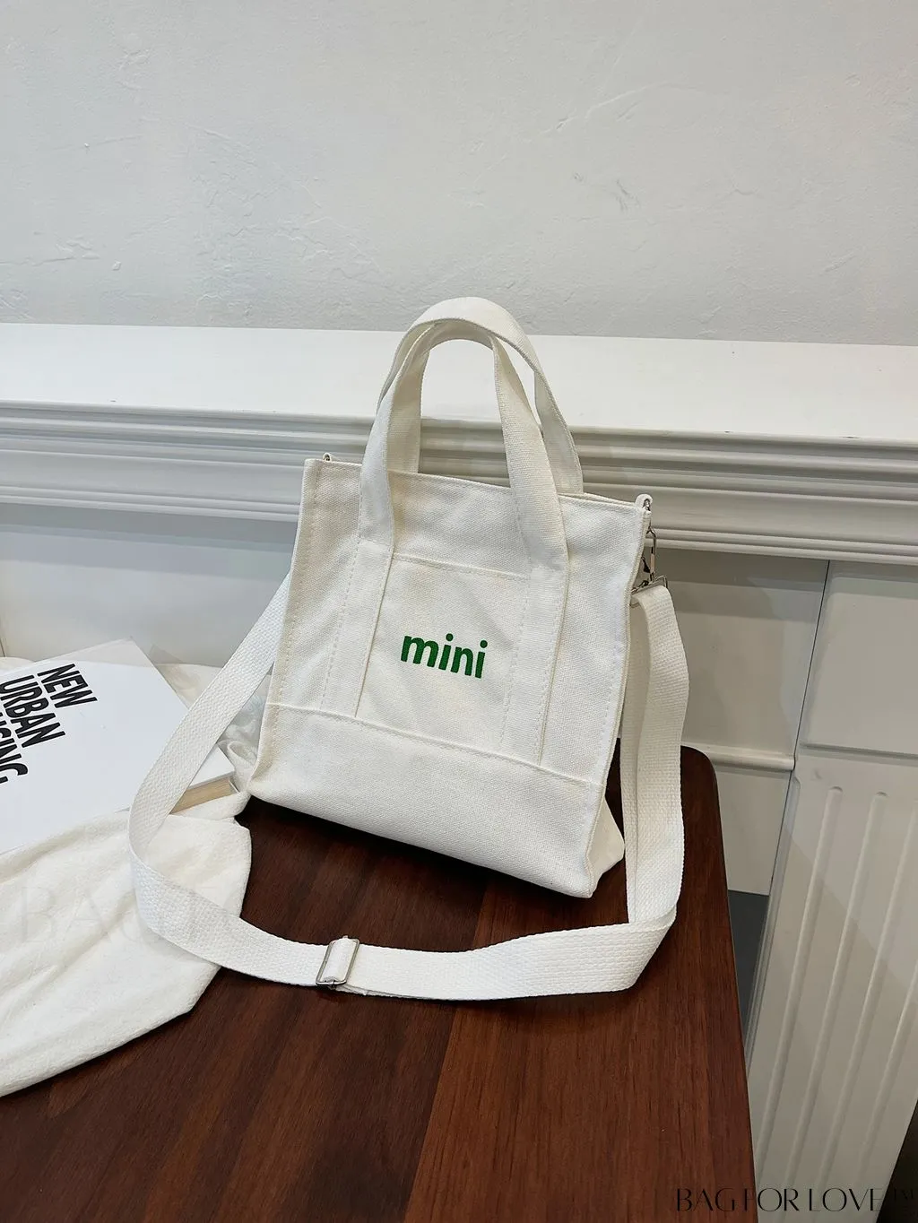 BagForLove - Contemporary Graphic Canvas Square Bag with Minimalist Letter Design