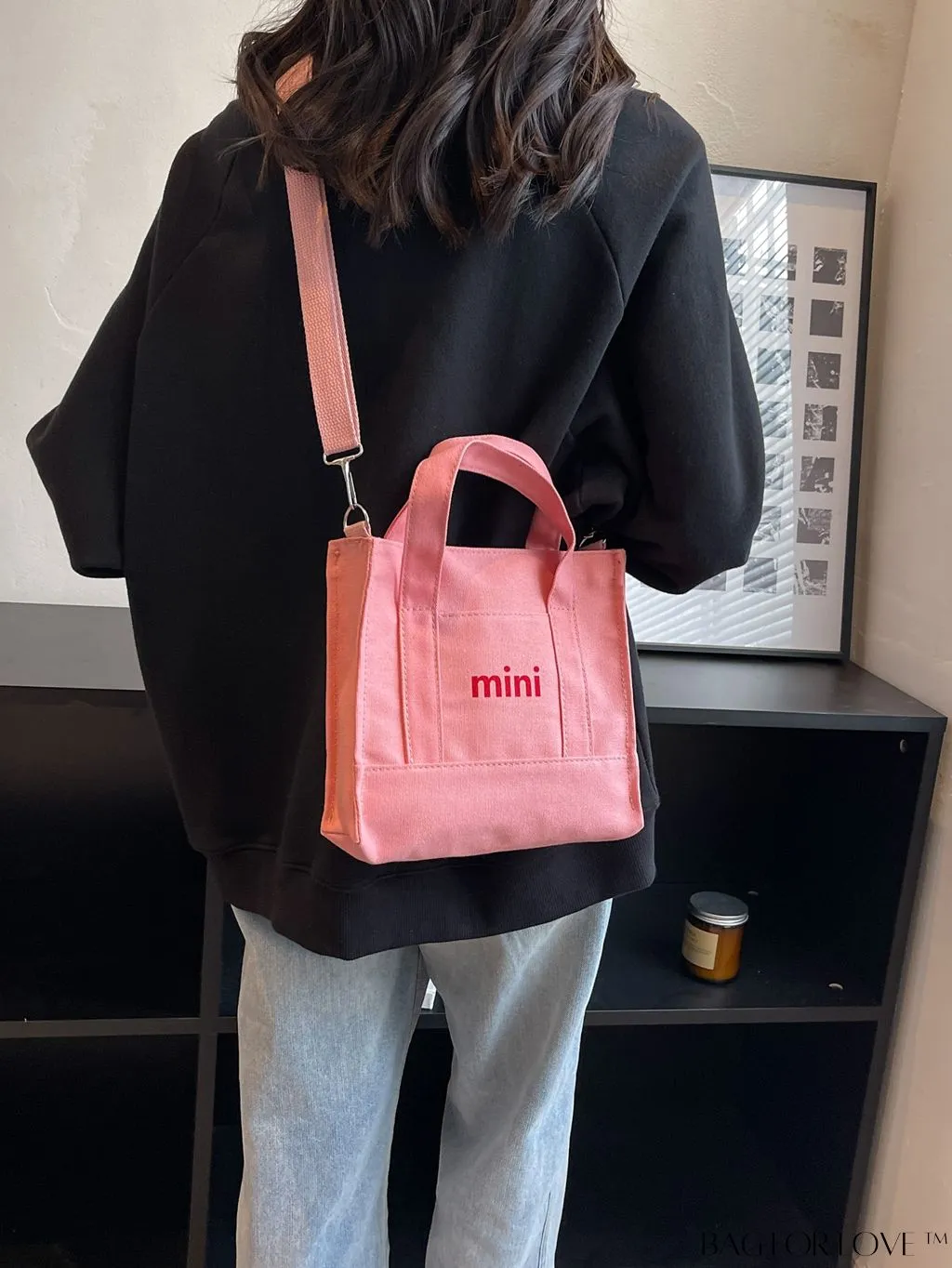 BagForLove - Contemporary Graphic Canvas Square Bag with Minimalist Letter Design
