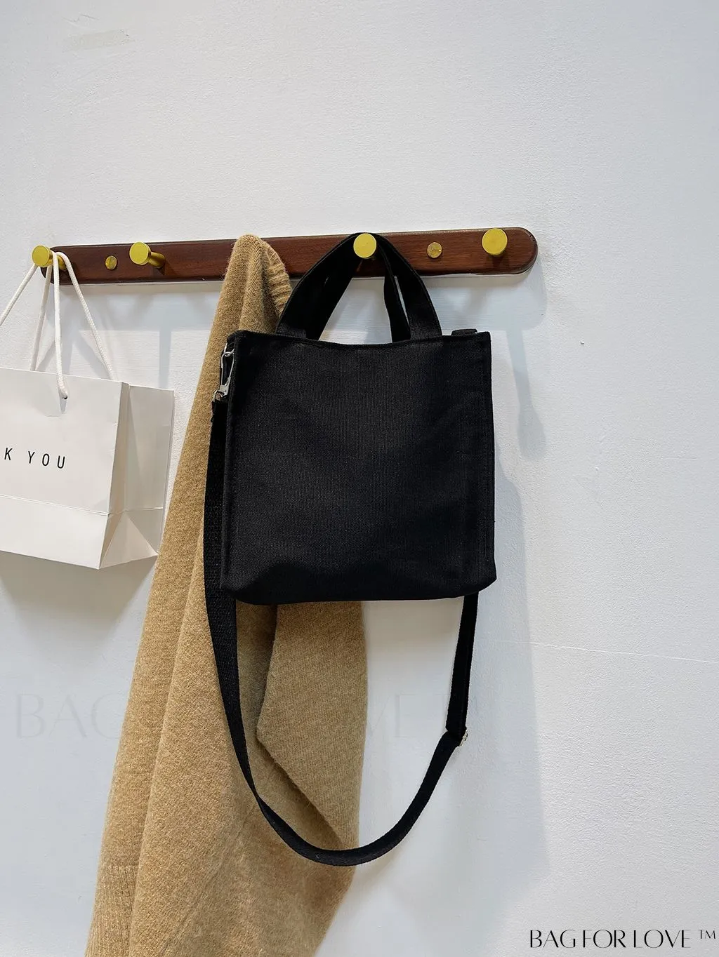 BagForLove - Contemporary Graphic Canvas Square Bag with Minimalist Letter Design