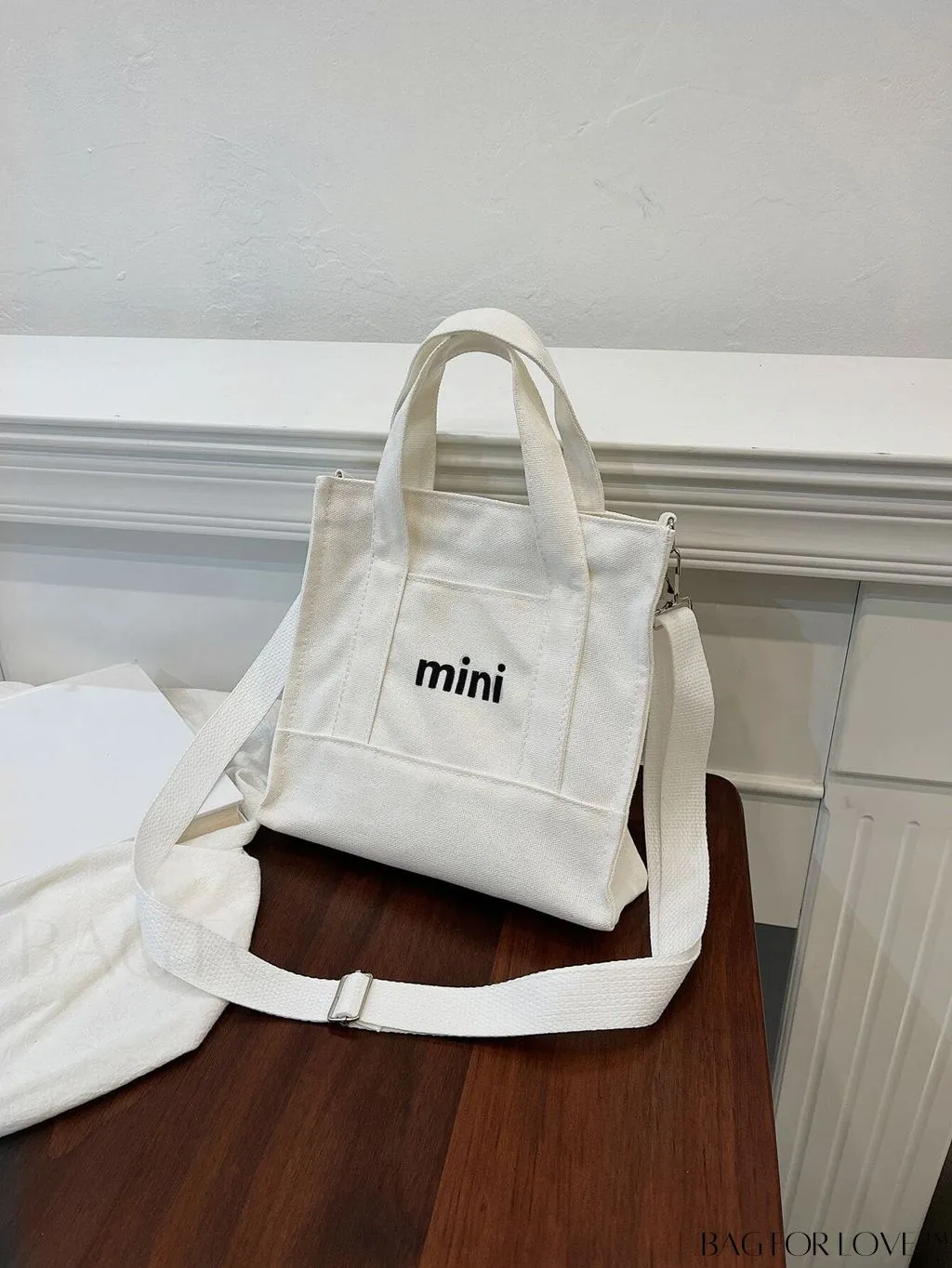 BagForLove - Contemporary Graphic Canvas Square Bag with Minimalist Letter Design