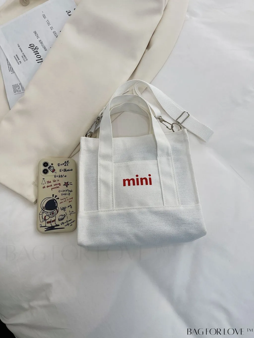 BagForLove - Contemporary Graphic Canvas Square Bag with Minimalist Letter Design