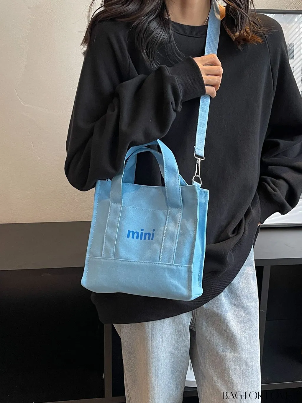 BagForLove - Contemporary Graphic Canvas Square Bag with Minimalist Letter Design