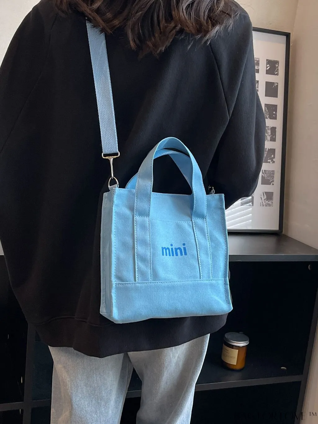 BagForLove - Contemporary Graphic Canvas Square Bag with Minimalist Letter Design