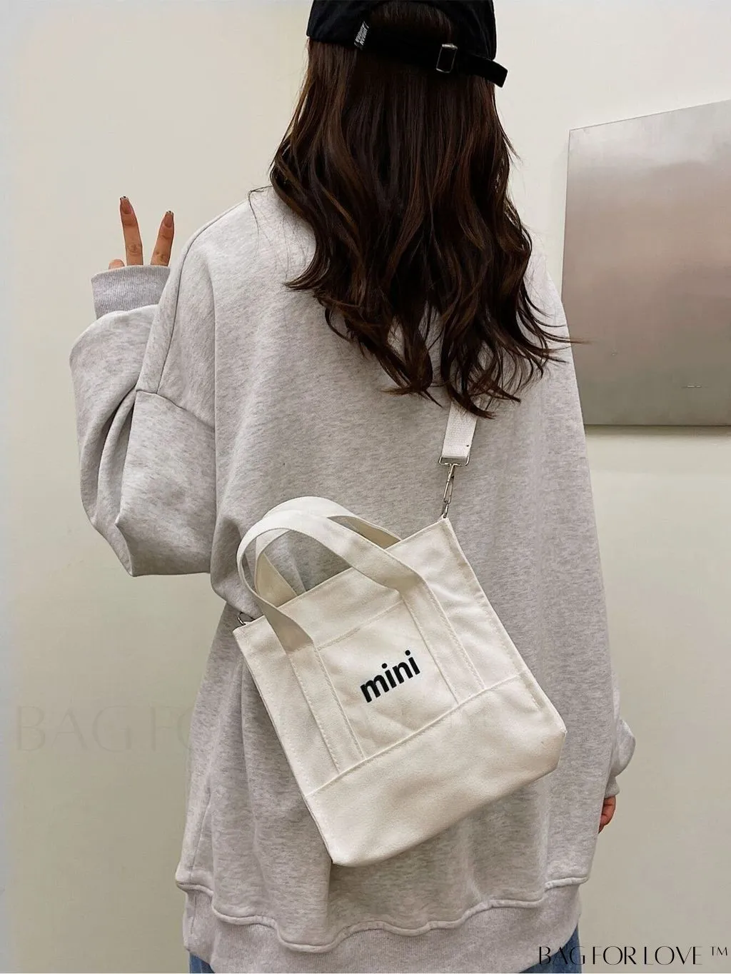 BagForLove - Contemporary Graphic Canvas Square Bag with Minimalist Letter Design