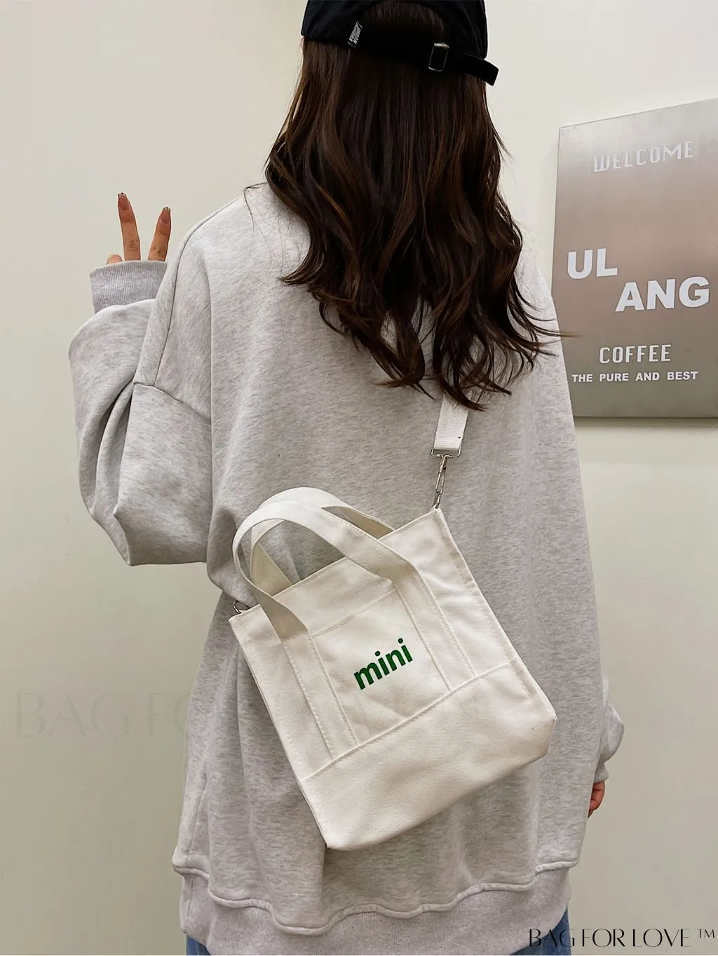 BagForLove - Contemporary Graphic Canvas Square Bag with Minimalist Letter Design
