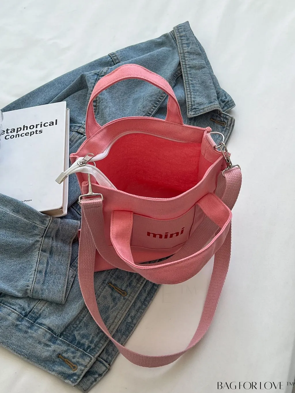 BagForLove - Contemporary Graphic Canvas Square Bag with Minimalist Letter Design
