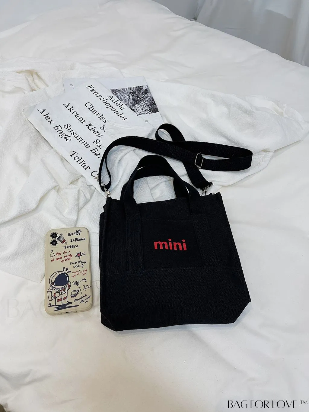BagForLove - Contemporary Graphic Canvas Square Bag with Minimalist Letter Design