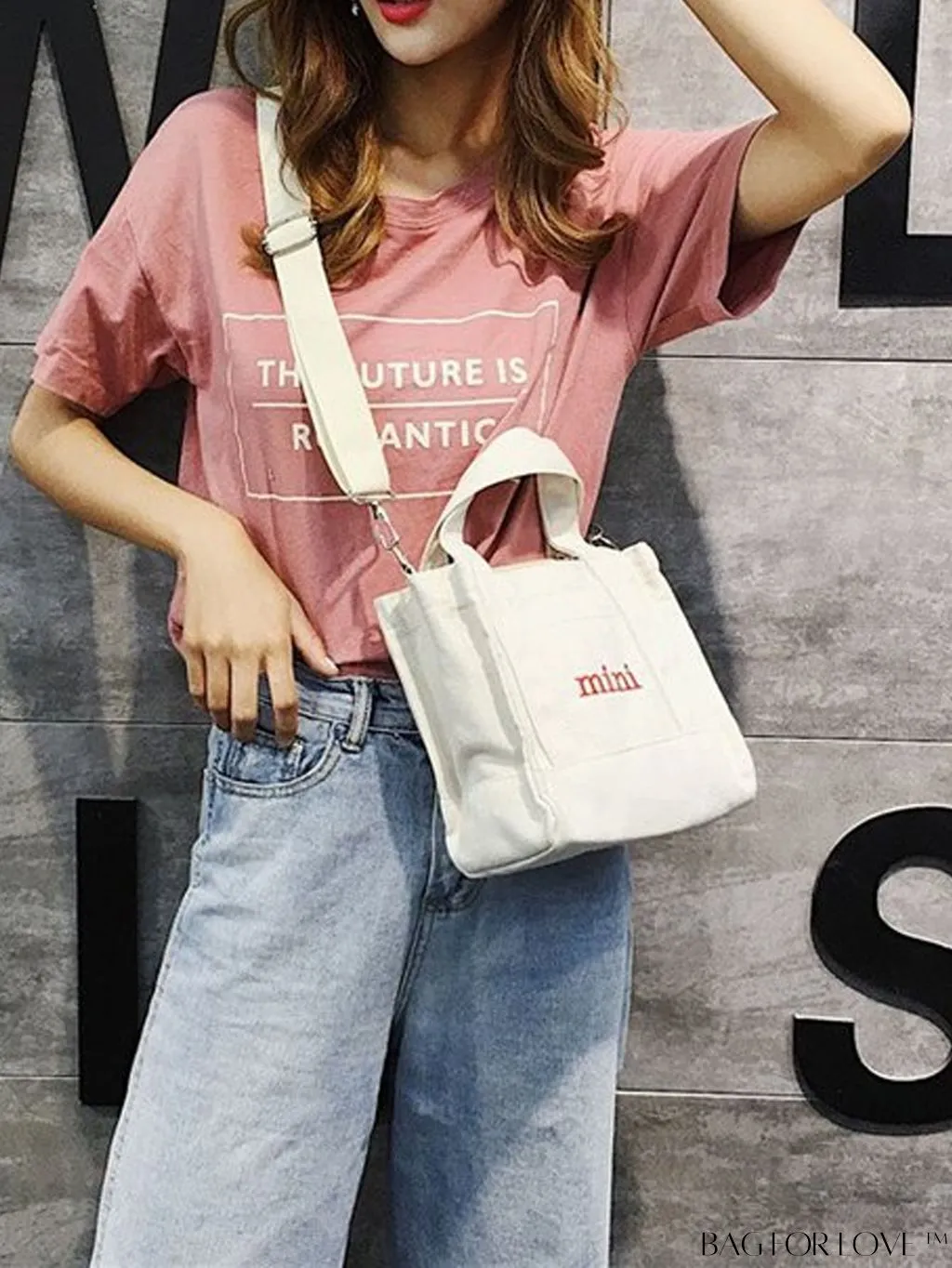 BagForLove - Contemporary Graphic Canvas Square Bag with Minimalist Letter Design
