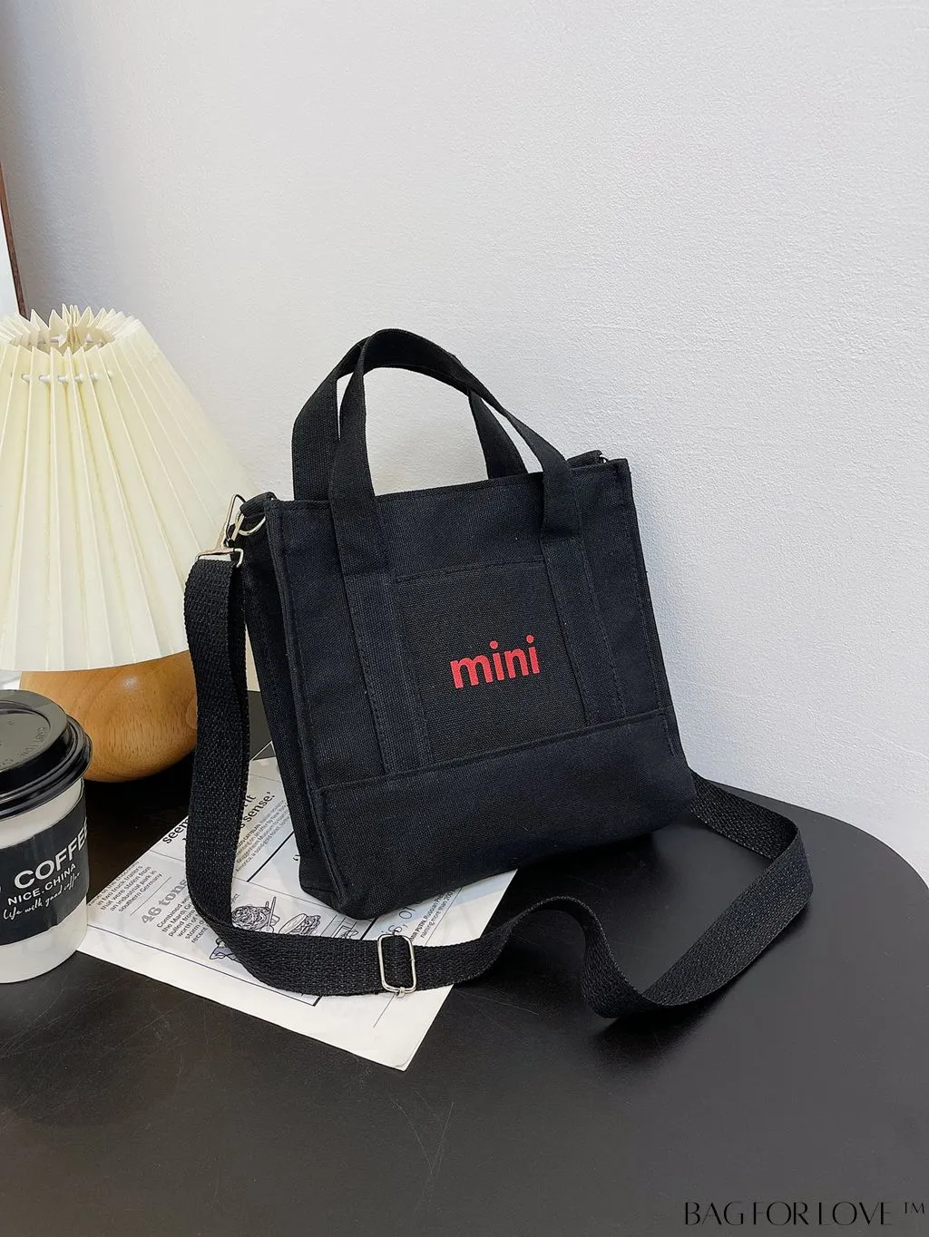 BagForLove - Contemporary Graphic Canvas Square Bag with Minimalist Letter Design