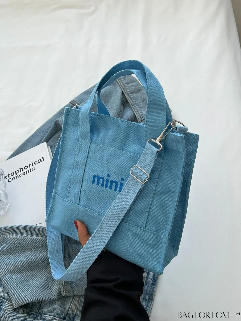 BagForLove - Contemporary Graphic Canvas Square Bag with Minimalist Letter Design