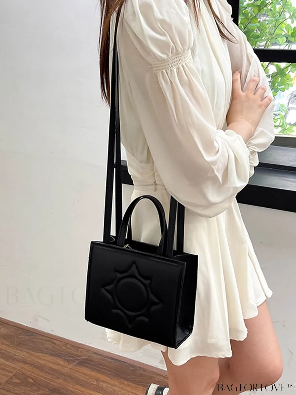 BagForLove - Embossed Square Handbag: Classic Minimalist Shoulder, Crossbody Bag in Solid Colors