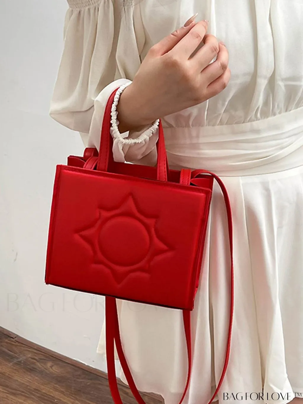 BagForLove - Embossed Square Handbag: Classic Minimalist Shoulder, Crossbody Bag in Solid Colors