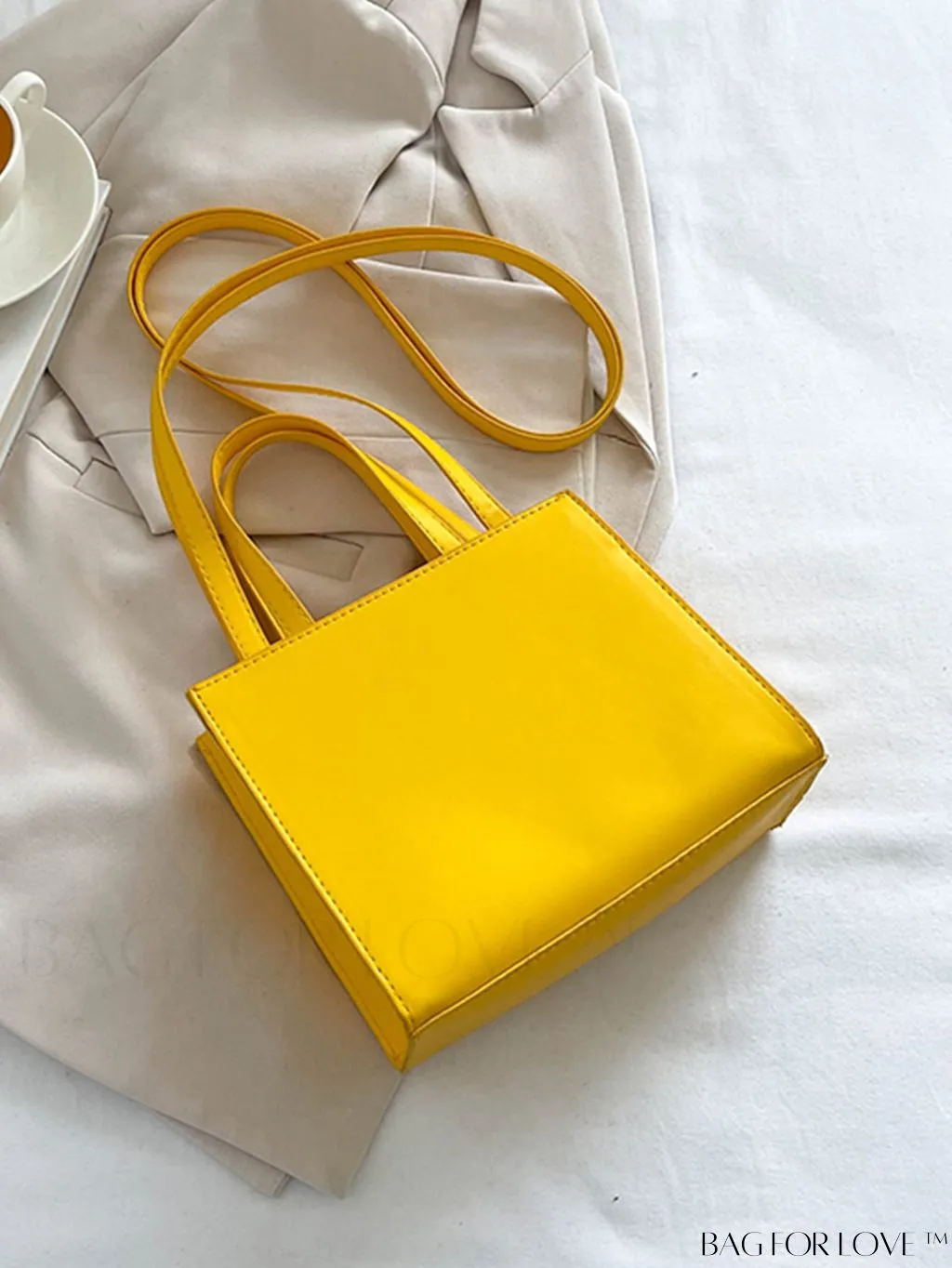 BagForLove - Embossed Square Handbag: Classic Minimalist Shoulder, Crossbody Bag in Solid Colors