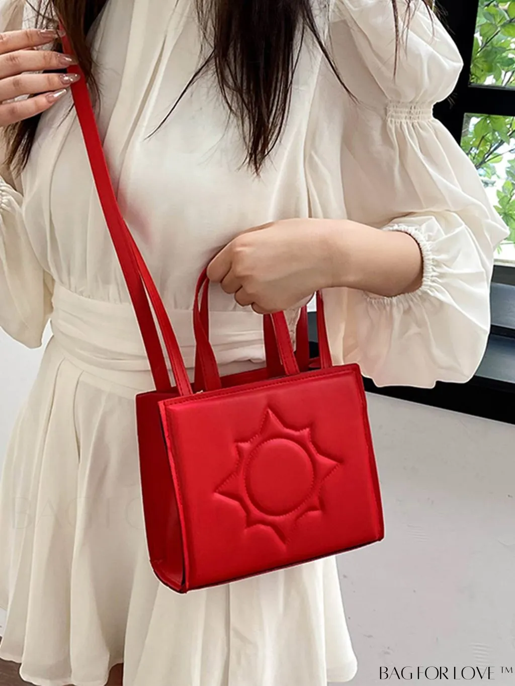 BagForLove - Embossed Square Handbag: Classic Minimalist Shoulder, Crossbody Bag in Solid Colors