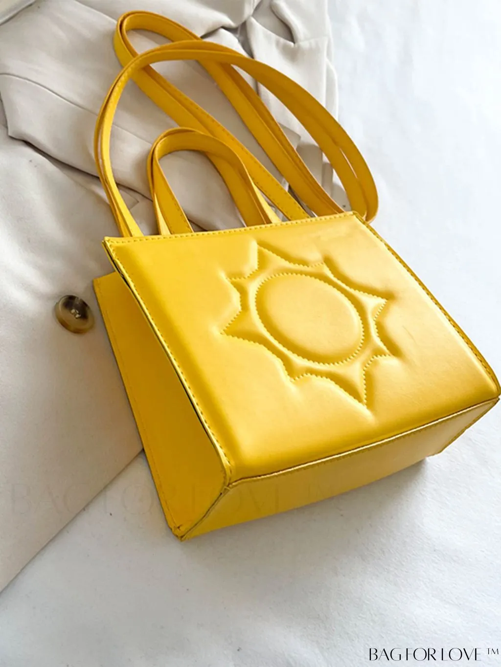BagForLove - Embossed Square Handbag: Classic Minimalist Shoulder, Crossbody Bag in Solid Colors