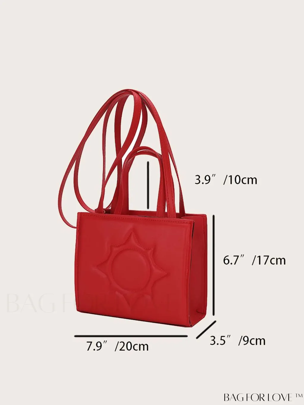 BagForLove - Embossed Square Handbag: Classic Minimalist Shoulder, Crossbody Bag in Solid Colors