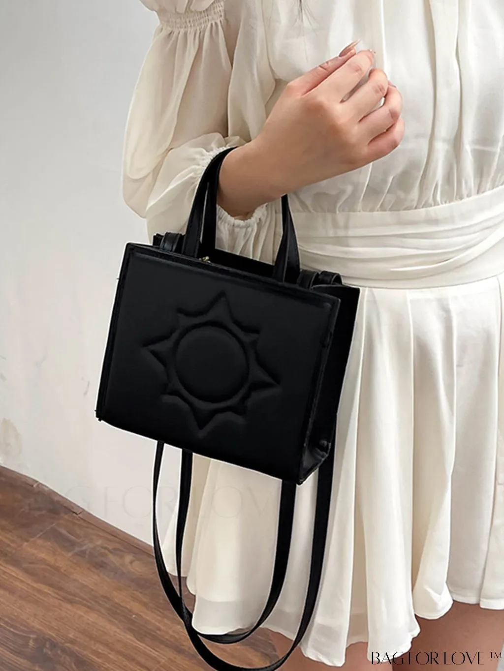 BagForLove - Embossed Square Handbag: Classic Minimalist Shoulder, Crossbody Bag in Solid Colors