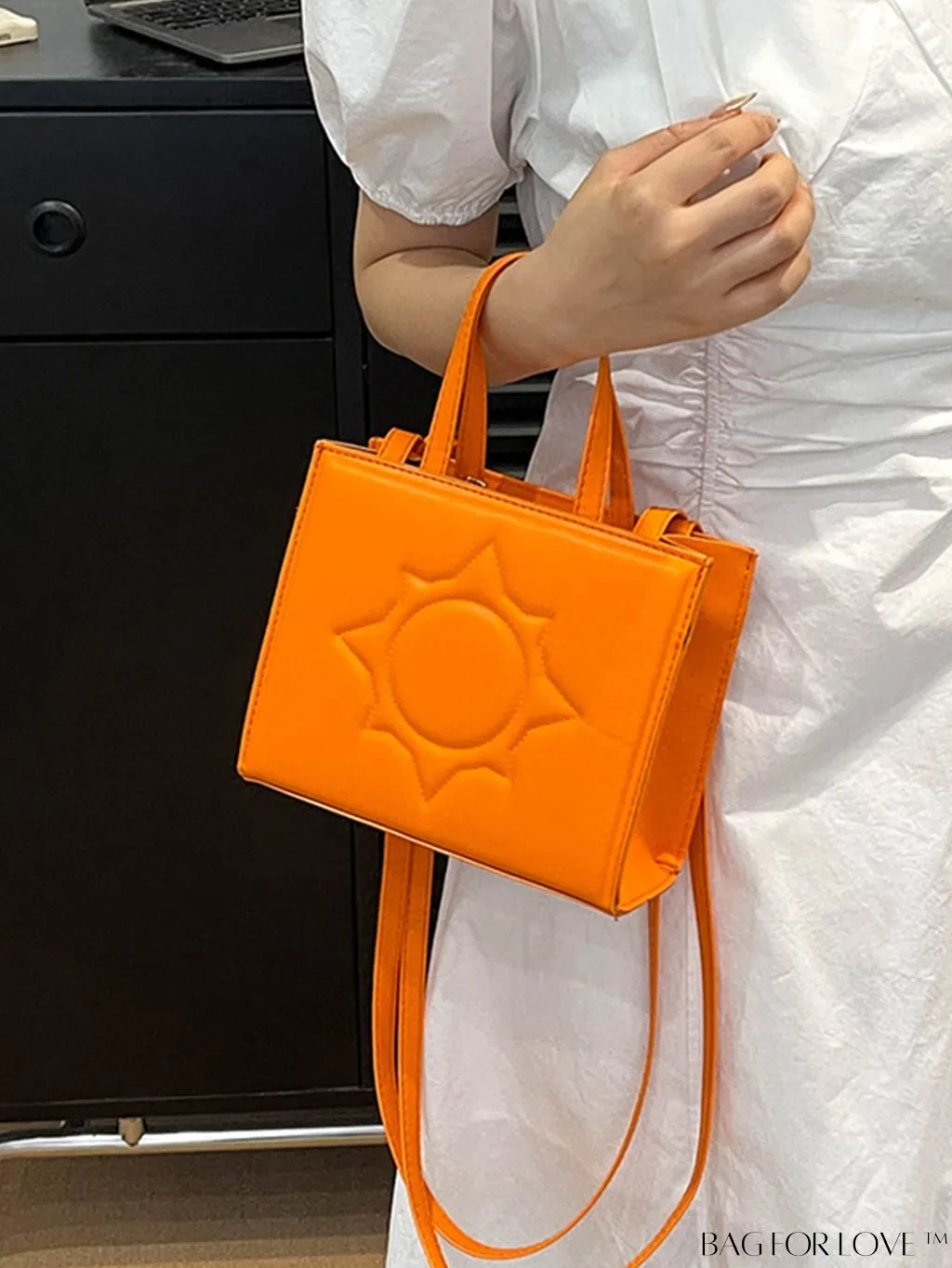 BagForLove - Embossed Square Handbag: Classic Minimalist Shoulder, Crossbody Bag in Solid Colors