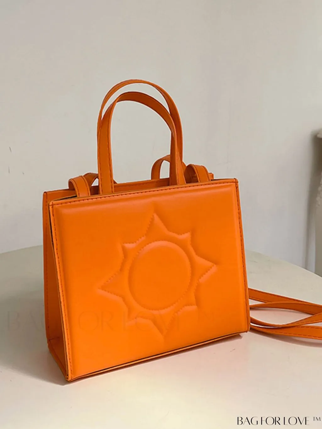 BagForLove - Embossed Square Handbag: Classic Minimalist Shoulder, Crossbody Bag in Solid Colors