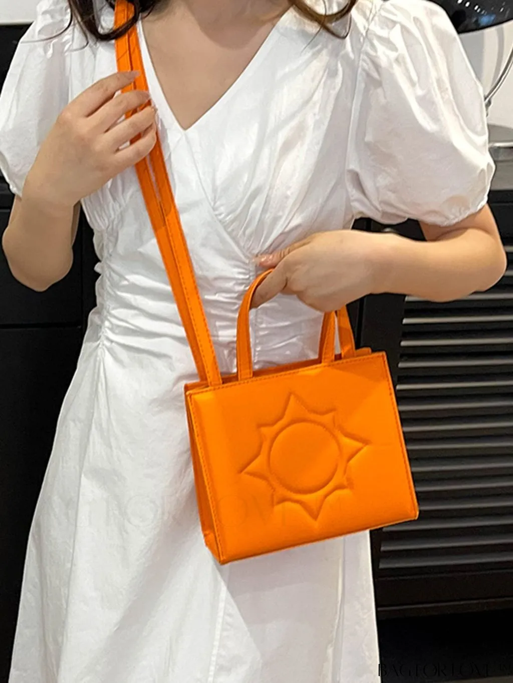 BagForLove - Embossed Square Handbag: Classic Minimalist Shoulder, Crossbody Bag in Solid Colors