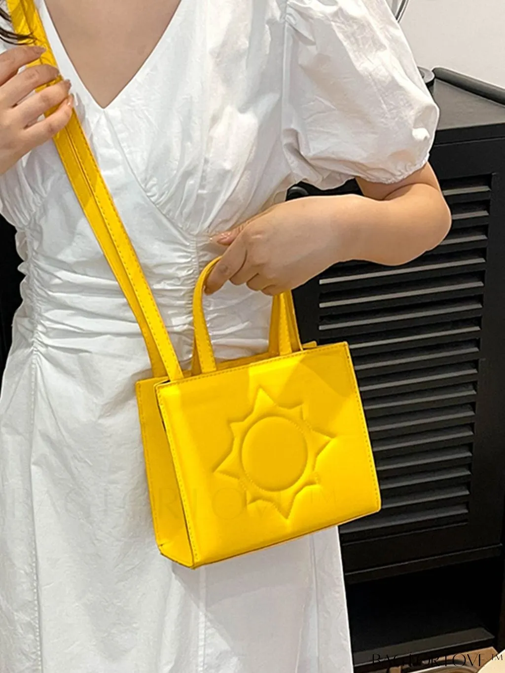 BagForLove - Embossed Square Handbag: Classic Minimalist Shoulder, Crossbody Bag in Solid Colors