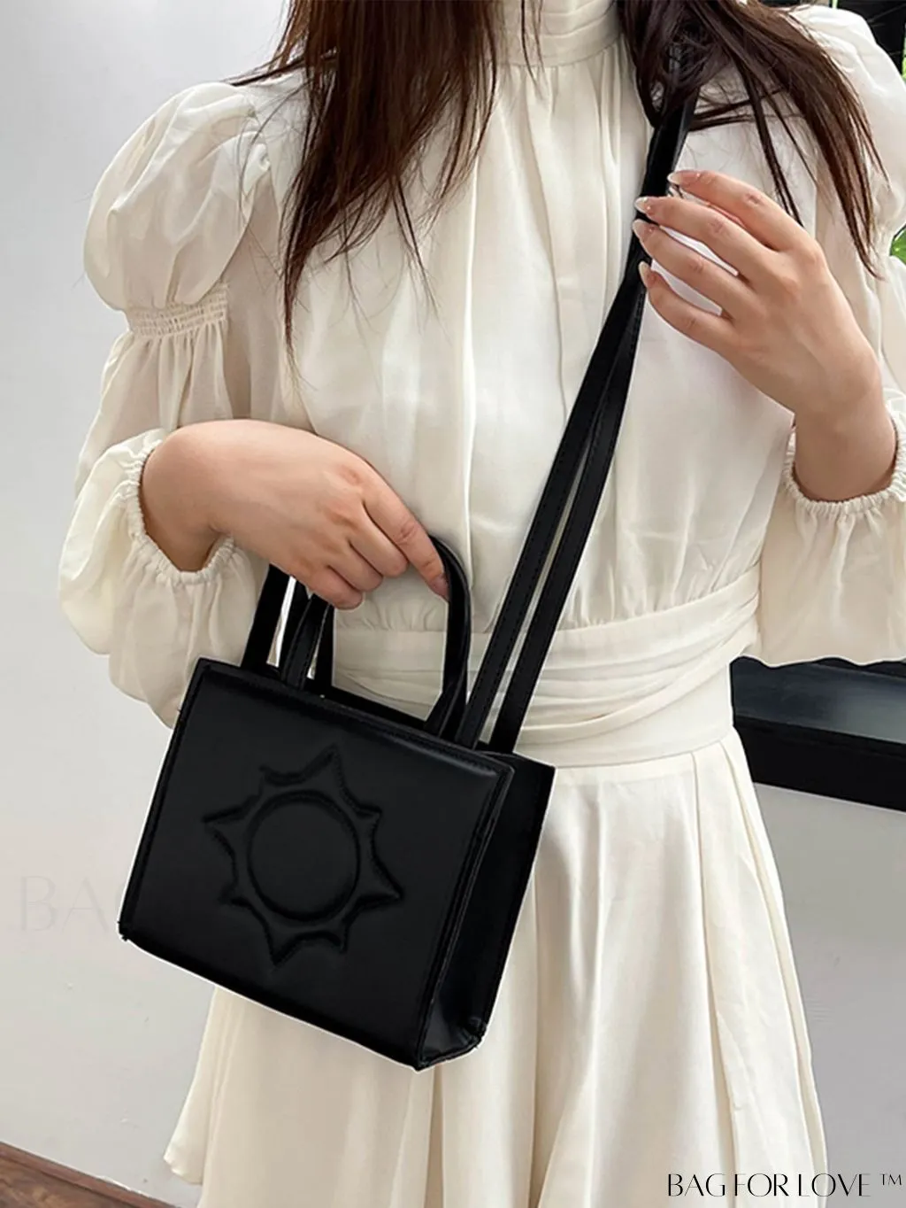 BagForLove - Embossed Square Handbag: Classic Minimalist Shoulder, Crossbody Bag in Solid Colors