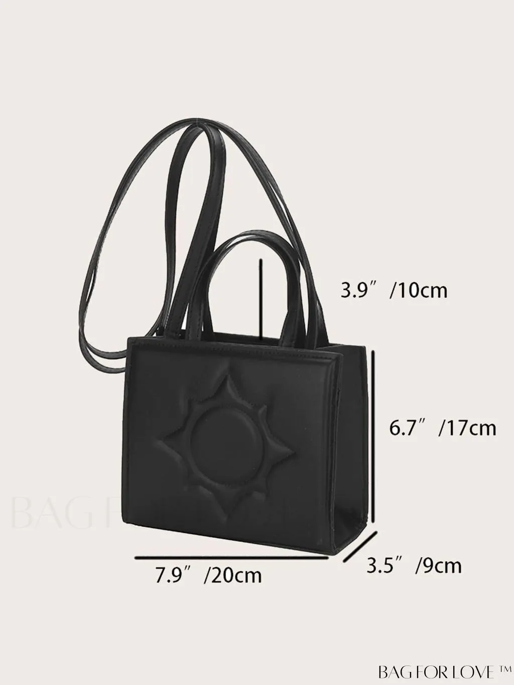 BagForLove - Embossed Square Handbag: Classic Minimalist Shoulder, Crossbody Bag in Solid Colors