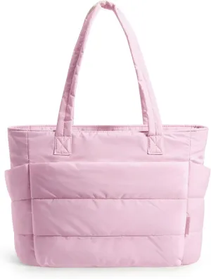 BAGSMART Tote Bag for Women, Lightweight Puffy Tote Bag with Compartments, Quilted Shoulder Bag Handbag for Travel, Work