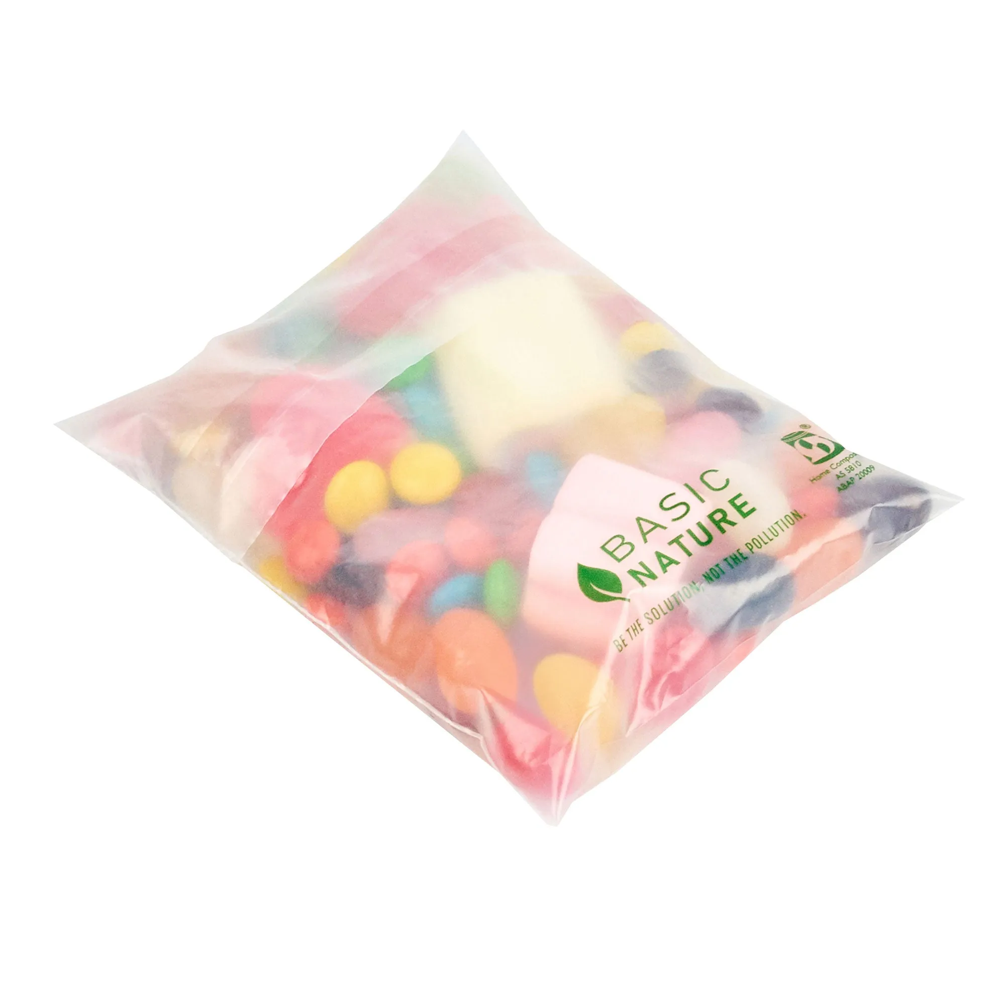 Basic Nature Translucent PLA Plastic / PBAT Lip and Tape Bag - Self-Sealing, Compostable - 4" x 3" - 100 count box
