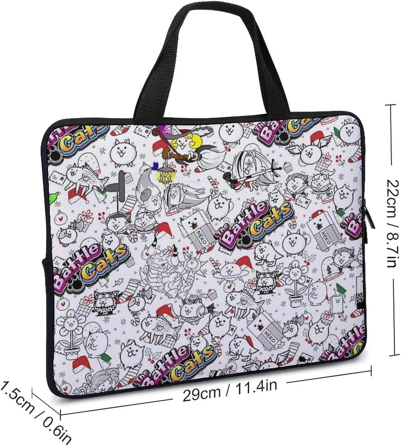 Battle-Cats Slim Laptop Bag - Lightweight And Water-Resistant Carrying Case with Handle
