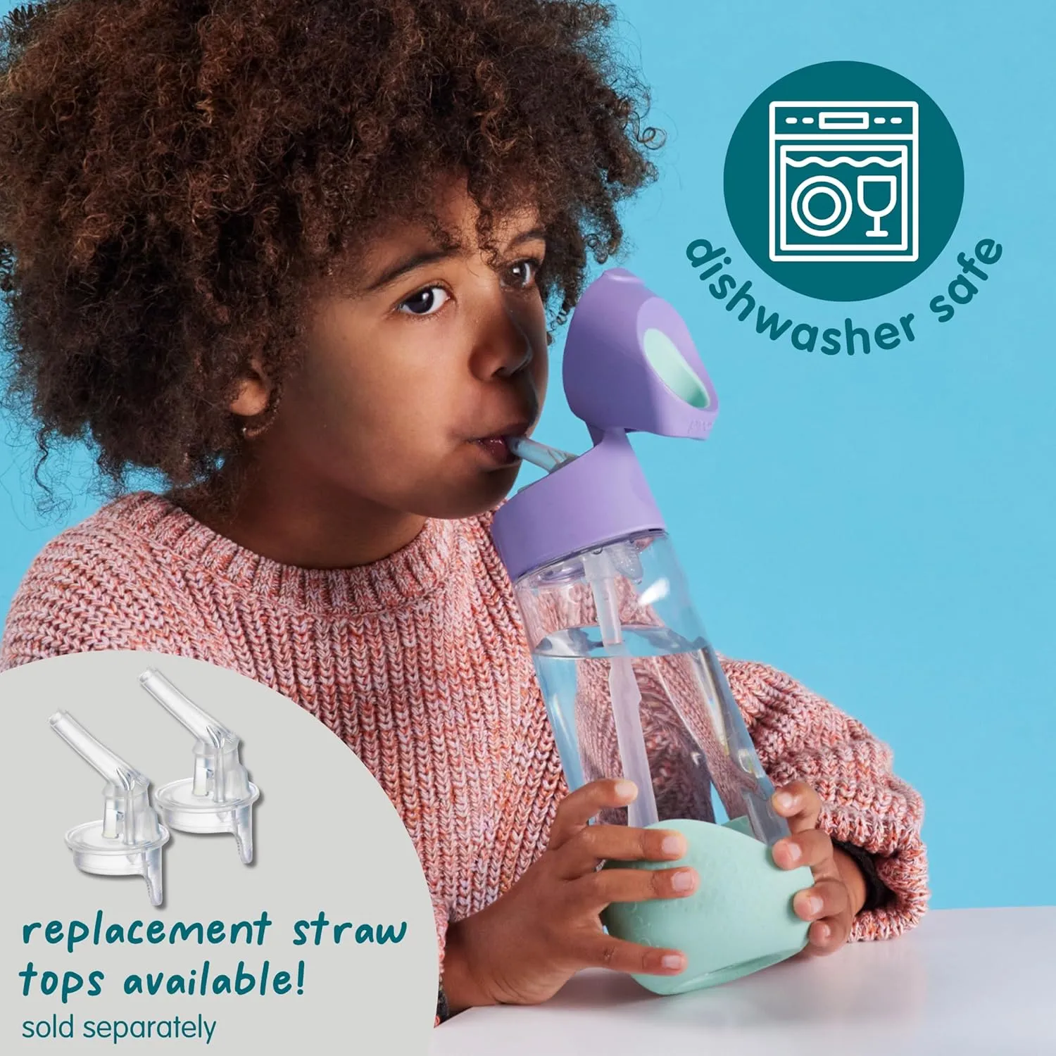 b.box 15oz Tritan Straw Bottle: Modern Water Bottle with Flip Straw for Toddlers & Kids. Spill Proof, Leak Proof, BPA Free. Great for School/Daycare or Next Step after Sippy Cups (Lemon Sherbet)