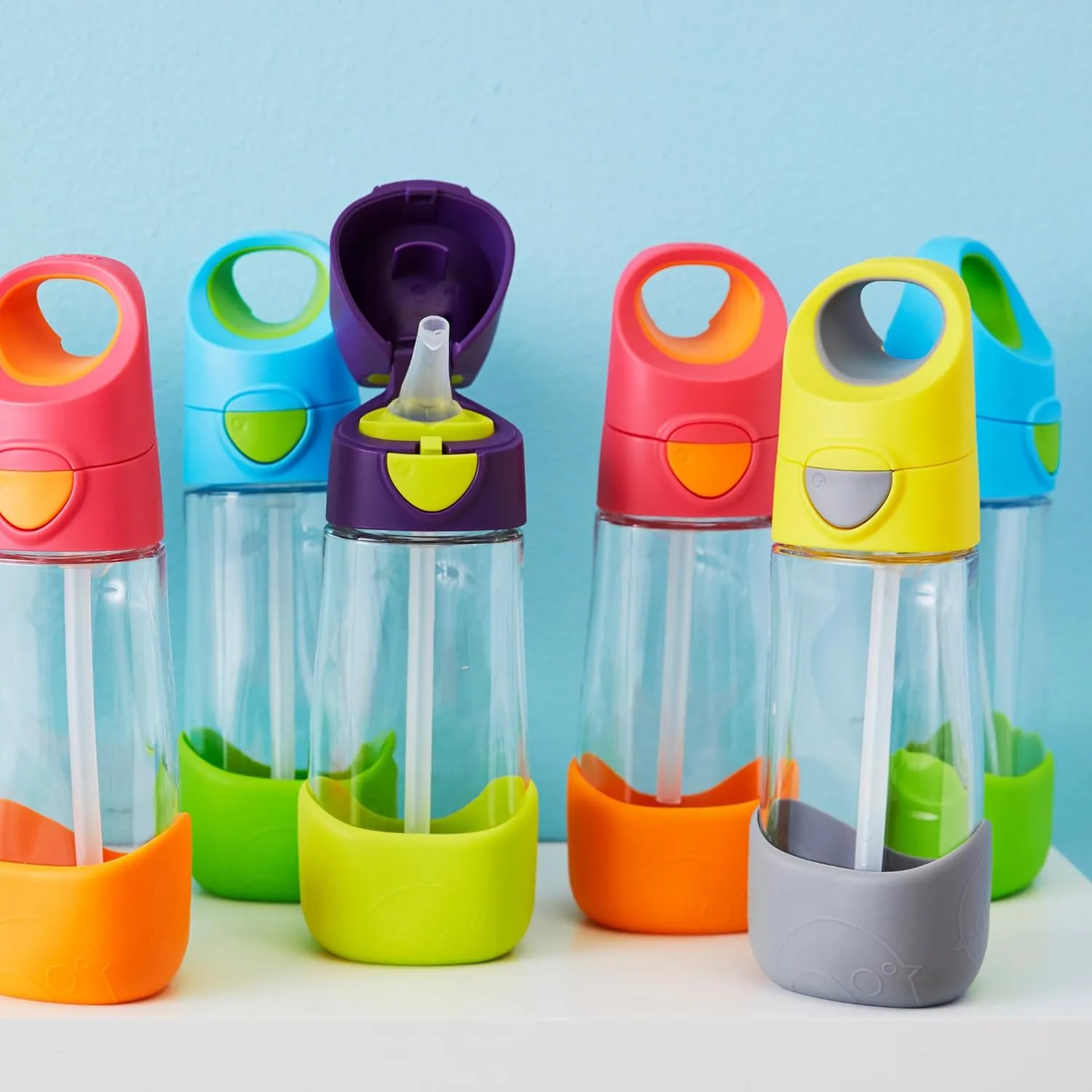 b.box 15oz Tritan Straw Bottle: Modern Water Bottle with Flip Straw for Toddlers & Kids. Spill Proof, Leak Proof, BPA Free. Great for School/Daycare or Next Step after Sippy Cups (Lemon Sherbet)
