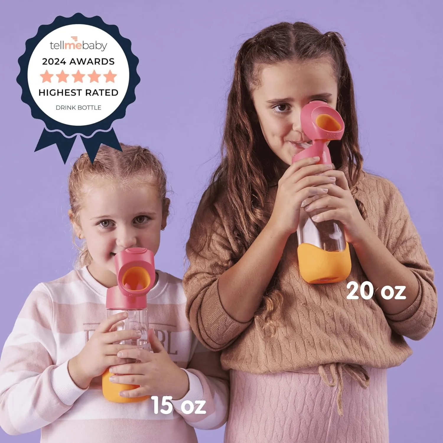 b.box 15oz Tritan Straw Bottle: Modern Water Bottle with Flip Straw for Toddlers & Kids. Spill Proof, Leak Proof, BPA Free. Great for School/Daycare or Next Step after Sippy Cups (Lemon Sherbet)