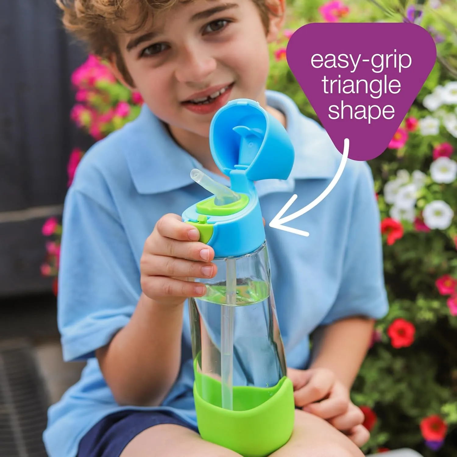 b.box 15oz Tritan Straw Bottle: Modern Water Bottle with Flip Straw for Toddlers & Kids. Spill Proof, Leak Proof, BPA Free. Great for School/Daycare or Next Step after Sippy Cups (Lemon Sherbet)