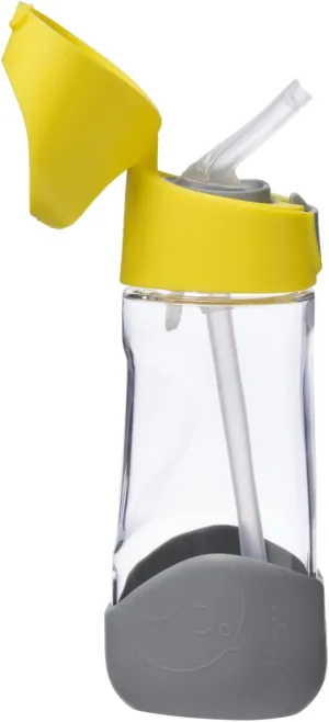 b.box 15oz Tritan Straw Bottle: Modern Water Bottle with Flip Straw for Toddlers & Kids. Spill Proof, Leak Proof, BPA Free. Great for School/Daycare or Next Step after Sippy Cups (Lemon Sherbet)