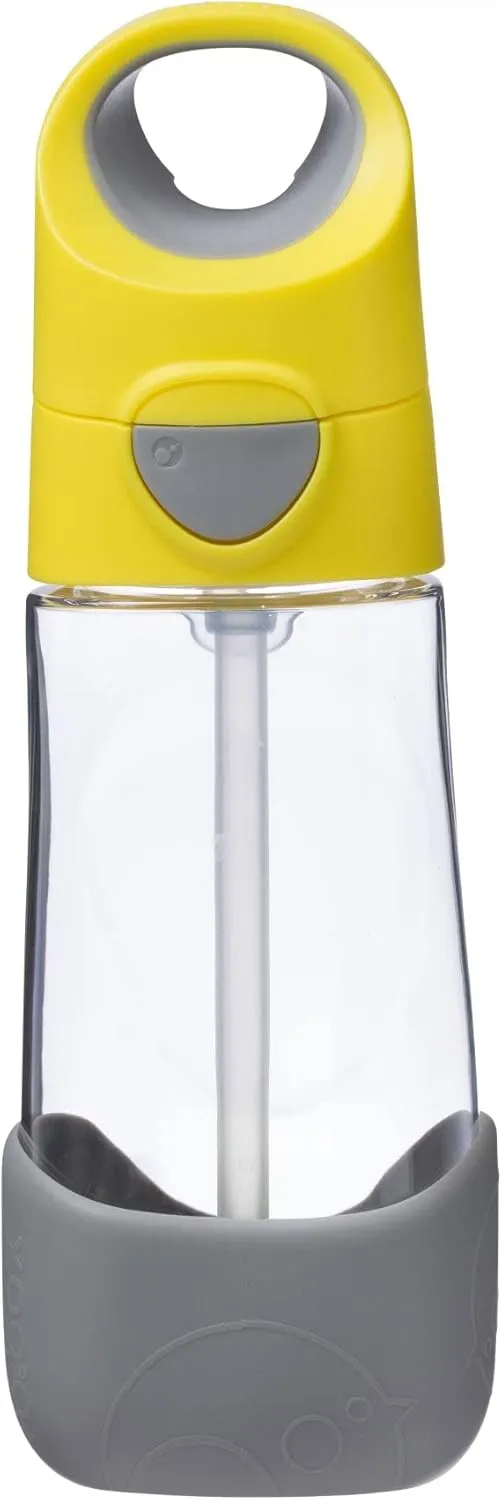 b.box 15oz Tritan Straw Bottle: Modern Water Bottle with Flip Straw for Toddlers & Kids. Spill Proof, Leak Proof, BPA Free. Great for School/Daycare or Next Step after Sippy Cups (Lemon Sherbet)
