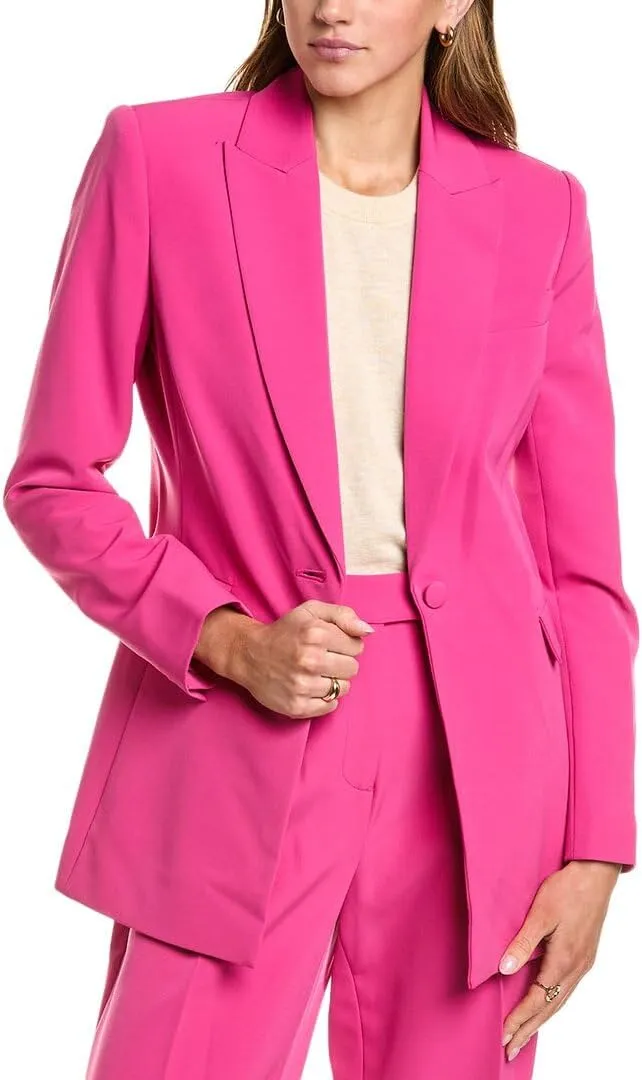 BCBGMAXAZRIA Women's Long Sleeve V Neck Single Breasted Blazer Jacket