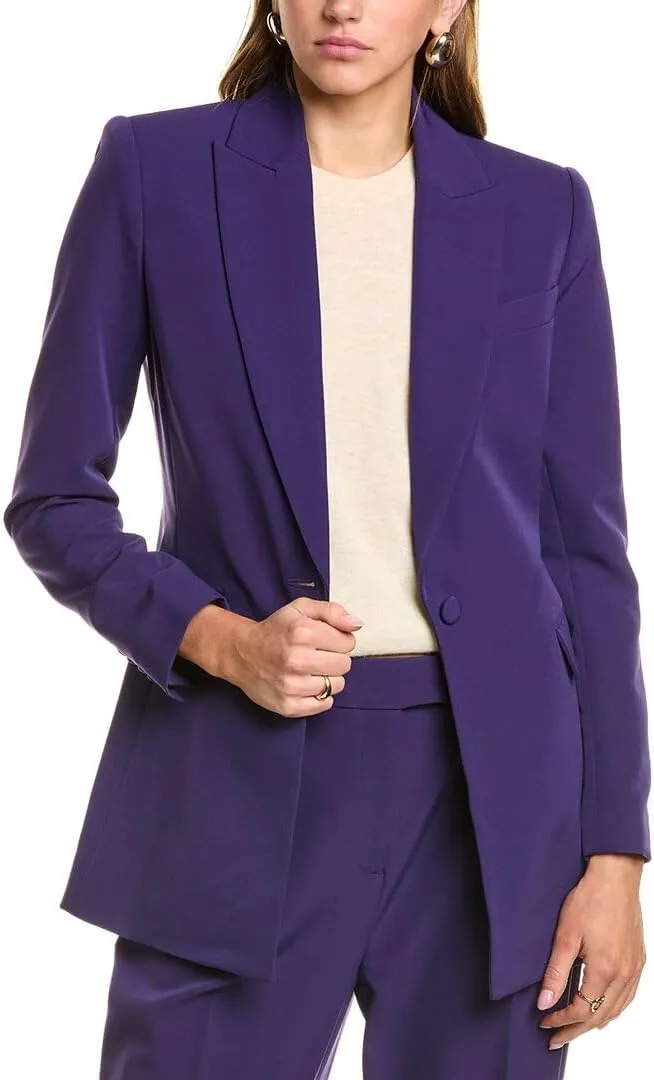 BCBGMAXAZRIA Women's Long Sleeve V Neck Single Breasted Blazer Jacket
