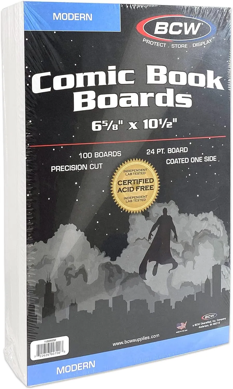 BCW Modern Comic Backing Boards - Pack of 100 | Certified Acid-Free, Lab Tested for Archival Quality and Protection Comic Book Boards | Ideal for Comic Book Storage and Preservation