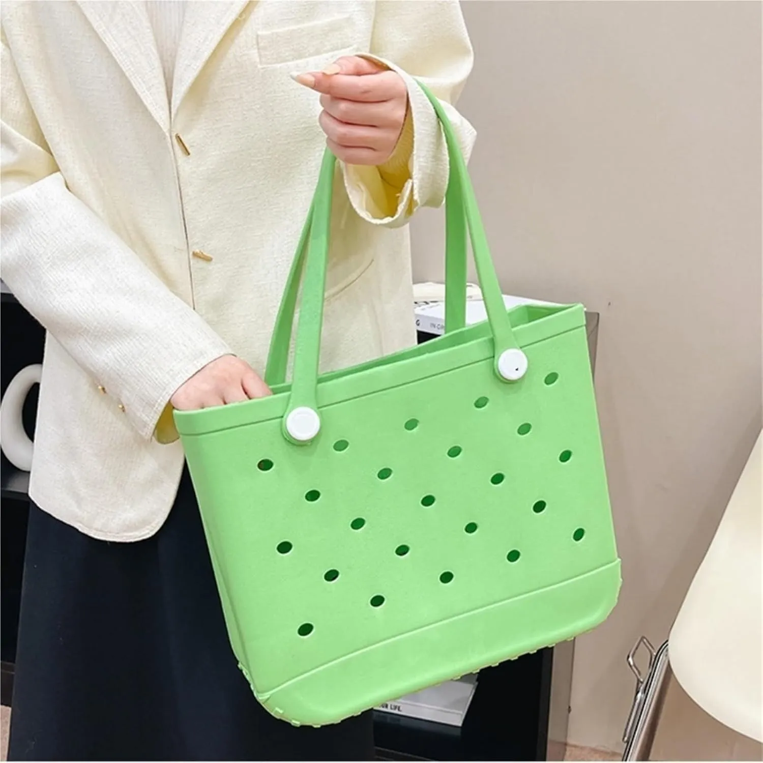Beach Bag Waterproof And Washable Handbag EVA Beach Basket Women Picnic Tote Bag Holes Pouch Shopping Shoulder Bag
