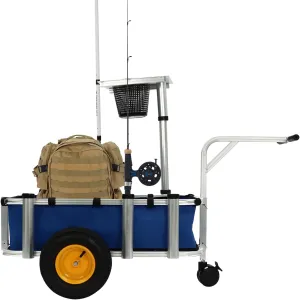 Beach Fishing Cart 176.4LBS Load Capacity Foldable Fish and Marine Cart with Ample Storage Capacity Heavy-Duty Steel Pier Wagon Trolley Utility Wagon Cart for Traveling, Shopping, Moving