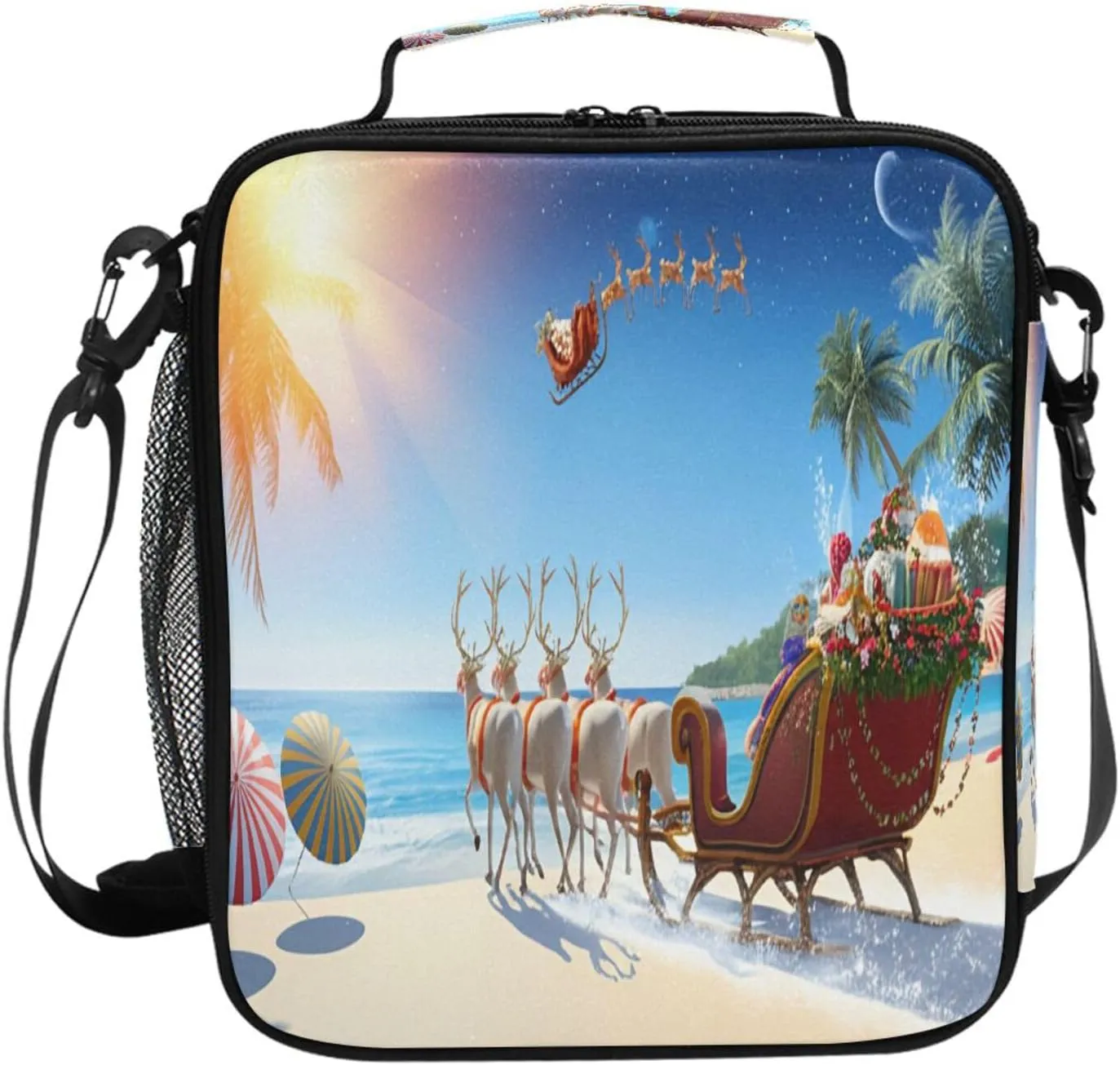 Beach Reindeer Lunch Box for Kids Girls Boys Insulated Lunch Bag for Women Men Reusable Cooler Bag Leakproof Tote Large with Adjustable Shoulder Strap for Picnic Travel Adult Work