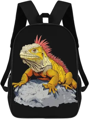 Bearded Dragon Lizard Animal 17 Inch Shoulder Backpack Fashion Laptop Bag Travel Daypack for Camping Hiking