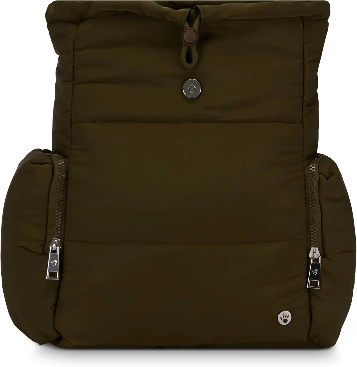 BEARPAW Women’s Backpack - Puffy Quilted Top Open Backpack for Women, Laptop Bag for Work & Travel | Fits Most 15" Laptops, Olive Night