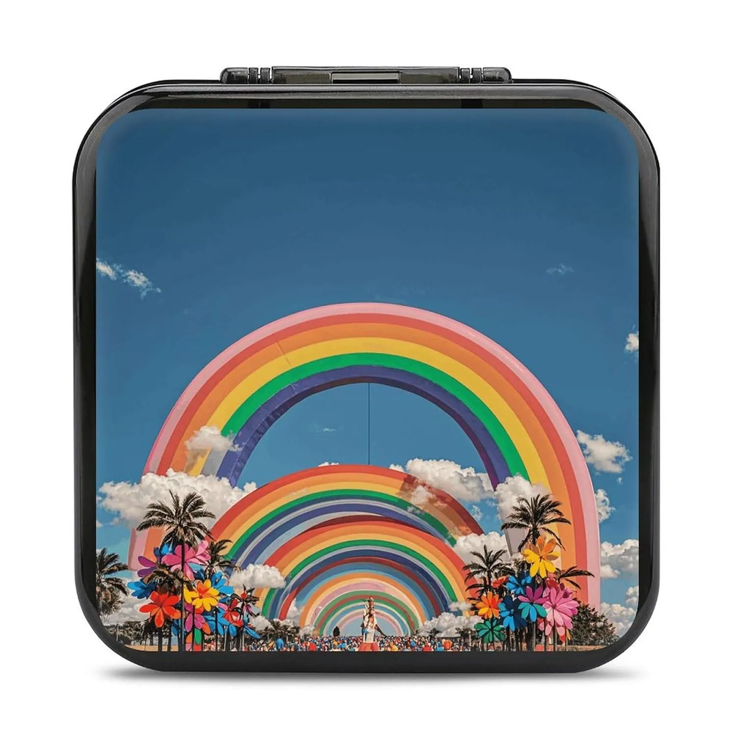 Beautiful World Rainbow Switch Game Case Switch Game Holder Cartridge Case Storage 24 Games & 2 Micro Sd Card Slots, Travel Carry Cases, Portable Games Card Storage, Hard Shell, Buckle Closure