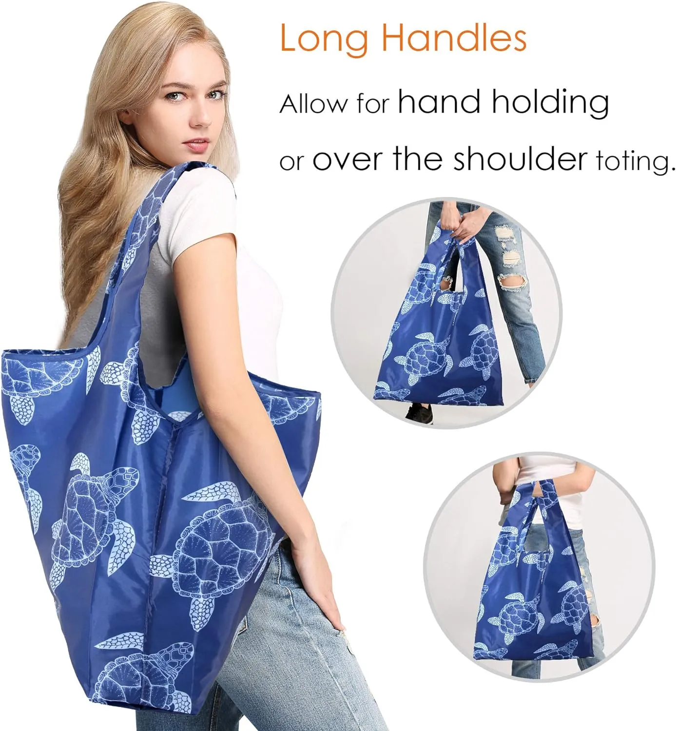BeeGreen Animal Lover Gifts for Women Reusable Grocery Bags Foldable Shopping Totes 12 Pack Cute Holiday Bags with Handles Large Cloth Gift Bags Cute Groceries Bags Bulk Heavy Duty