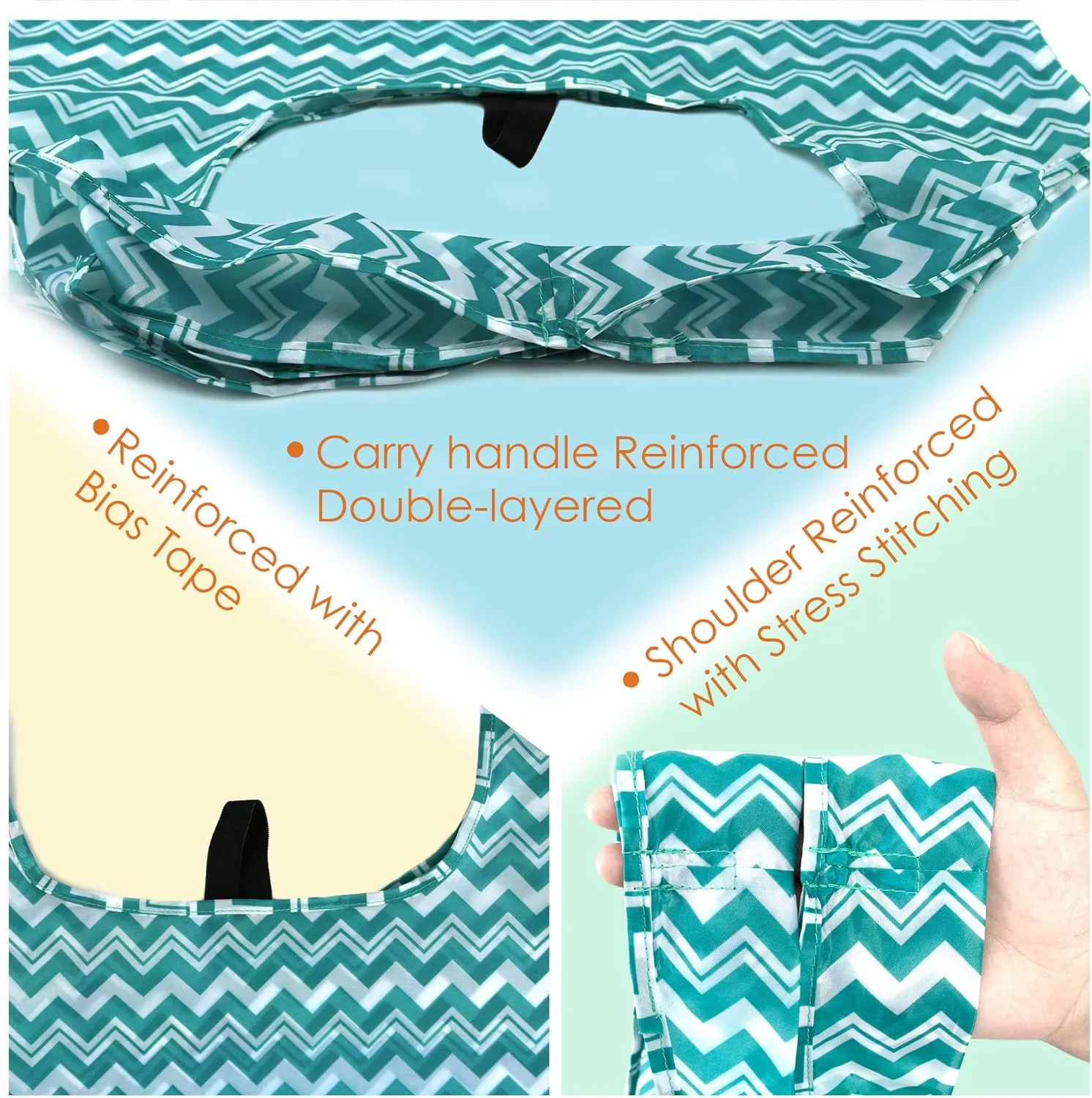 BeeGreen Reusable Grocery Bags Lightweight Durable Shopping Bags Washable Foldable 12 Pack Xlarge Classic Geometric Design Gift Tote Grocery Bags with Elastic Band and Separated Zipper Storage Pouch