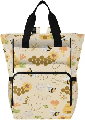 Bees Diaper Bag Backpack for Baby Boys Girls Baby Essentials Travel Tote with Stroller Straps & Bottle Storage Maternity Baby Changing Bags for Shopping Hiking Traveling Baby Shower Gifts Moms Dads